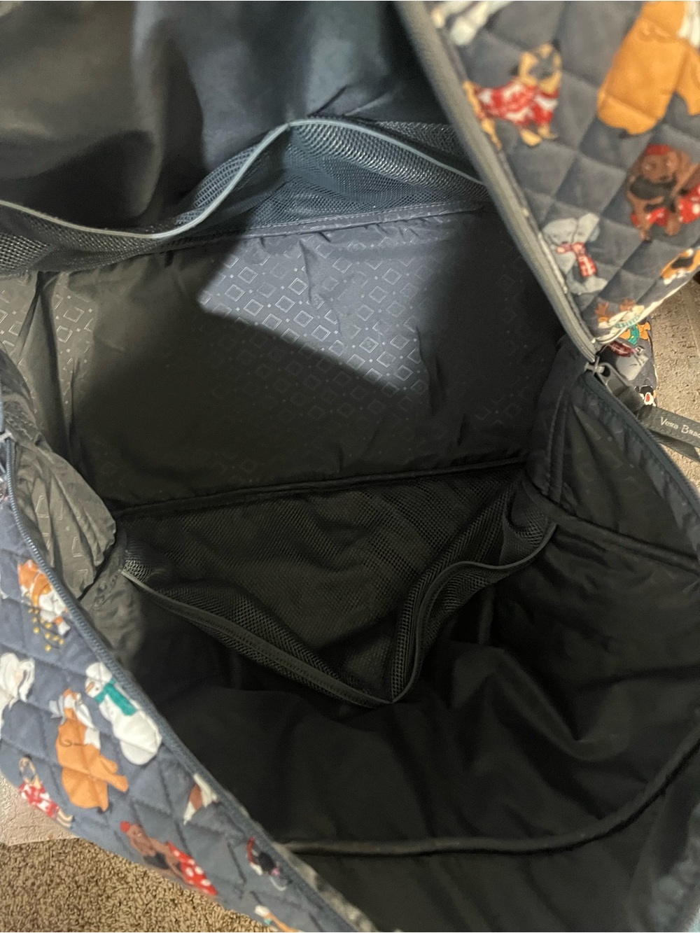 Vera Bradley Quilted Travel Bag in Dark Gray with Multicolor Dog Print - Picture 6 of 6